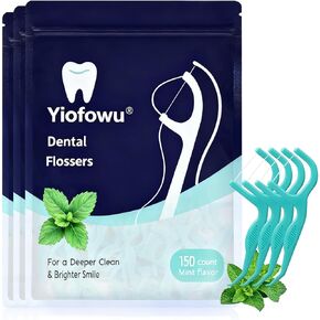 Dental Flossers, Teeth Flossers, 150 Count, Floss Picks, Minty Flavor, Recycled Plastic, Super Strong Thin Floss, Tight Teeth, Toothpicks, Gentle on Gums & Teeth in Saudi Arabia