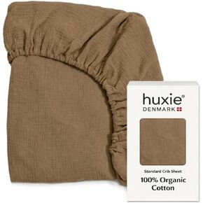 Crib Sheets – Organic Cotton Muslin Fitted Crib Sheet – Standard Size for Baby Boy and Baby Girl 28" x 52" Ultra-Soft and Breathable. (Natural) in Kuwait