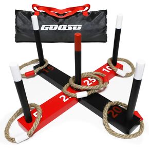 لعبة القذف الدائري للأطفال من جوسو - لعبة داخلية وخارجية للعائلة والكبار مع 5 أقطاب وقاعدتين و6 حلقات بلونين، وأنشطة الحفلات في الفناء الخلفي للبالغين وألعاب الحديقة للأطفال in Kuwait