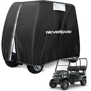 NEVERLAND Golf Cart Cover - Waterproof Golf Cart Covers - Fits for Yamaha Golf Carts EZ GO Club Car - Outdoor Windproof Sunproof (Black, Fit for 2+2/4 Passenger Cart) in Saudi Arabia