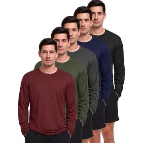 5 قطع من القمصان الرجالية طويلة الأكمام للحماية من أشعة الشمس فوق البنفسجية سريعة الجفاف ورقبة دائرية تي شيرت رياضي للجري والتمارين الرياضية تي شيرت in Kuwait