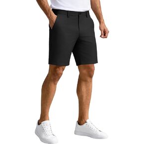 شورت PULI للرجال مقاس 9 بوصات هجين للجولف قابل للتمدد وخفيف الوزن ومقاس عادي وزر أمامي مسطح وجيوب خلفية وجيب آمن بسحاب in Kuwait