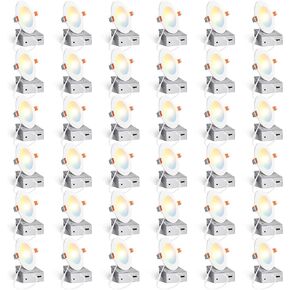 Amico 36 Pack 6 بوصة 5CCT مصباح سقف LED رفيع للغاية مع صندوق وصلات، 2700K/3000K/3500K/4000K/5000K قابل للتحديد، 12W Eqv 110W، إضاءة سفلية خافتة للضوء، سطوع 1050LM - ETL&FCC in Kuwait