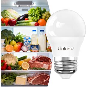 مصابيح LED للثلاجة من Linkkind، مصابيح إضاءة للثلاجة A15 بقدرة 40 واط مكافئة للماء، 600LM لمبة إضاءة للأجهزة 120 فولت غير قابلة للتعتيم 5 وات LED للفريزر، قاعدة E26، ضوء النهار 5000 كلفن، عبوتان in Kuwait