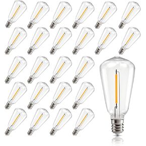 25 Pack Edison E17 LED Bulbs for Outdoor String Lights, 0.6W Shatterproof Intermediate Base Patio/Wedding String Lights Replacement Bulbs for Outside, E17/C9 Warm White 2700K in Saudi Arabia