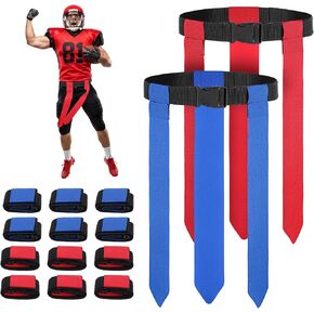 12 مجموعة من أعلام كرة القدم، أعلام كرة القدم مع 42 علمًا قابلة للتعديل تلتقط مجموعة العلم للبالغين والأطفال والمراهقين لمباريات اللاعبين والتدريب - أزرق وأحمر in Kuwait