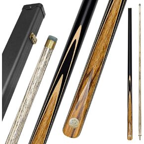 HomeSeason 57 بوصة عصا سنوكر 19 أونصة 1/2 عصا حمام سباحة مفصلية، طرف 9.5 مم مع علبة جديلة، خشب رماد متين وخشب أرجواني من خشب البلياردو in Kuwait