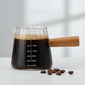 أكواب اسبريسو Farielyn-X بسعة 6 أونصة بمقبض خشبي، وإكسسوارات إسبريسو، وإبريق رغوة الحليب المضلع، وكوب قياس زجاجي، وكأس زجاجي مع فم على شكل حرف V، وكوب قهوة لطلقات الإسبريسو - يُغسل يدويًا فقط in Kuwait