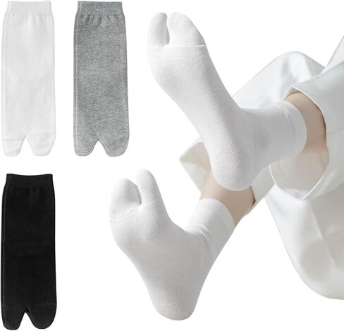 3 Pairs Tabi Socks for Women, Split Two Toe Tabi Flip Flop Socks Soft Cotton Elastic Japanese Sandal Slipper in Saudi Arabia