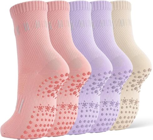 5 Pairs Pilates Socks Yoga Socks with Grips for Women Non Slip For Barre, Ballet, Dance, Home in Saudi Arabia