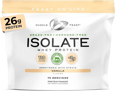 Muscle Feast Grass-Fed Whey Protein Isolate, All Natural Hormone Free Pasture Raised, Whey Isolate Protein Powder for Men and Women, Clean, Gluten-Free, Delicious Isolate Protein - Vanilla, 5lb in Saudi Arabia