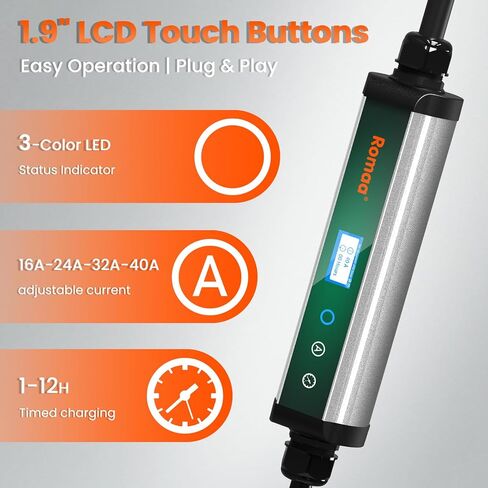 Level 2 EV Charger Fast Charging (110V-240V, 40A, NEMA 14-50 Plug), 25ft Charging Cable, Portable EV Chargers for Home Level 2 Level 1 for SAE J1772 EVs, App Control, NEMA 5-15 Adapter in Saudi Arabia