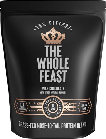 The Fittest Whole Feast Beef Protein Powder - Milk Chocolate - Grass Fed Nose to Tail Carnivore Blend Including Liver, Colostrum and Whole Bone - BCAAs - 14g Collagen, 21g Total Protein in Saudi Arabia