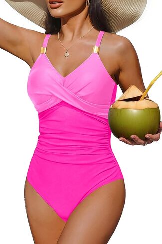 Tempt Me Womens One Piece Swimsuit - Tummy Control Bathing Suit V Neck Metal Twist Front 2025 Swimwear in Saudi Arabia