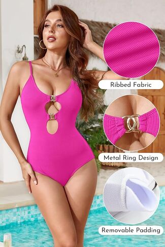 SHEKINI Ribbed Knit One Piece Bathing Suit Cutout Women One Piece Swimsuit Sexy 1 Piece Swimsuit in Kuwait