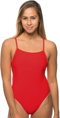 JOLYN Chevy Onesie - بدلة سباحة رياضية قطعة واحدة للسيدات بظهر ثابت، بدلة استحمام بتغطية متوسطة كاملة للسباحة التنافسية، كرة الماء، حراسة الحياة، التجديف، أحمر، 36 in Kuwait