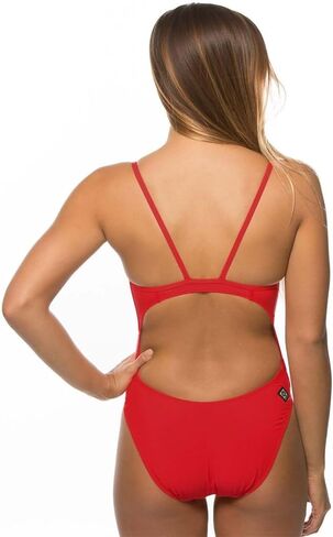 JOLYN Chevy Onesie - بدلة سباحة رياضية قطعة واحدة للسيدات بظهر ثابت، بدلة استحمام بتغطية متوسطة كاملة للسباحة التنافسية، كرة الماء، حراسة الحياة، التجديف، أحمر، 36 in Kuwait