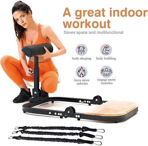 آلة دفع الورك لمعدات تمرين الغلوت عالية المقاومة، آلة الغلوت المنزلية في صالة الألعاب الرياضية، مقعد دفع الورك يأتي مع 50 و100 و150 رطلاً من المقاومة in Kuwait