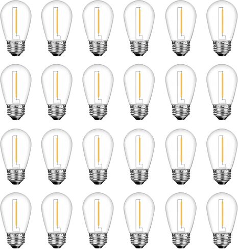 GvvooHome 48 حزمة S14 LED لمبات الإضاءة البديلة، بلاستيك مقاوم للكسر 1 وات لمبات إضاءة خارجية للفناء والحديقة ومقاومة للماء، قاعدة لولبية متوسطة عادية E26، أبيض دافئ in Kuwait