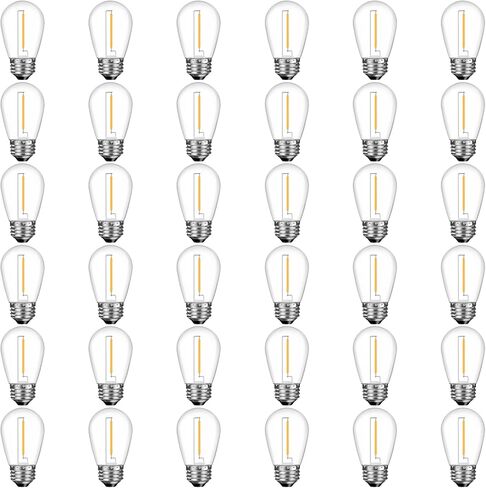GvvooHome 48 حزمة S14 LED لمبات الإضاءة البديلة، بلاستيك مقاوم للكسر 1 وات لمبات إضاءة خارجية للفناء والحديقة ومقاومة للماء، قاعدة لولبية متوسطة عادية E26، أبيض دافئ in Kuwait
