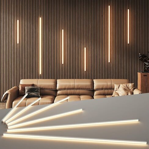 LED Recessed Lighting Kit for Wall Panels - GloryAir 6pcs Adhesive Wall Strip Lights for Interior Wall Decor, 3000K Touchable Switch Lamp for Wood Slat, Wall Accent Acoustic Panels, Kitchen Home stair in Saudi Arabia