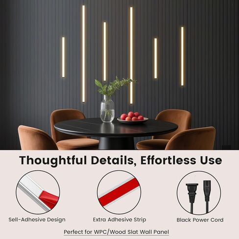 LED Recessed Lighting Kit for Wall Panels - GloryAir 6pcs Adhesive Wall Strip Lights for Interior Wall Decor, 3000K Touchable Switch Lamp for Wood Slat, Wall Accent Acoustic Panels, Kitchen Home stair in Saudi Arabia