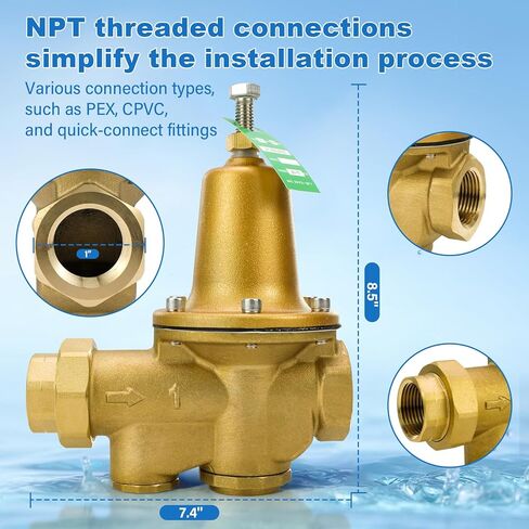 LF25AUB-Z3 صمام تخفيض الضغط مقاس 1 بوصة، سبائك البرونز المصبوب، خيوط أنثى NPT، قابل للتعديل 25-75 رطل لكل بوصة مربعة، مقعد بوليمر، الحد الأقصى لضغط العمل 300 رطل لكل بوصة مربعة in Kuwait