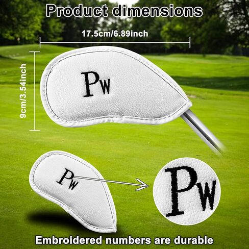 أغطية رأس نادي الجولف من الجلد الأبيض مكونة من 12 قطعة من Mupera - أغطية حديدية من الجلد الأصلي الفاخر مع إغلاق آمن، جوارب واقية عالمية مناسبة لمعظم العلامات التجارية لنادي الجولف in Kuwait