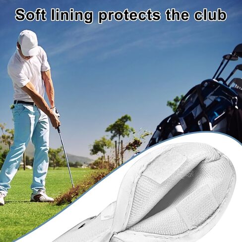 أغطية رأس نادي الجولف من الجلد الأبيض مكونة من 12 قطعة من Mupera - أغطية حديدية من الجلد الأصلي الفاخر مع إغلاق آمن، جوارب واقية عالمية مناسبة لمعظم العلامات التجارية لنادي الجولف in Kuwait