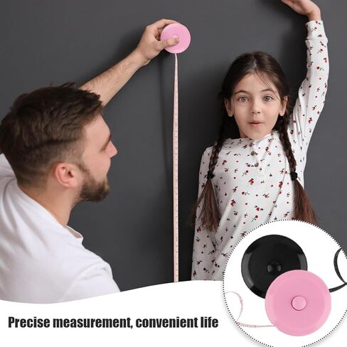 GDMINLO 4 حزمة شريط قياس شريط قياس قابل للسحب لنسيج الجسم خياطة خياط قياسات فقدان الوزن 60 بوصة وردي ناعم وأبيض وقابل للسحب شريط قياس مزدوج الجوانب باللونين الأسود والوردي in Kuwait