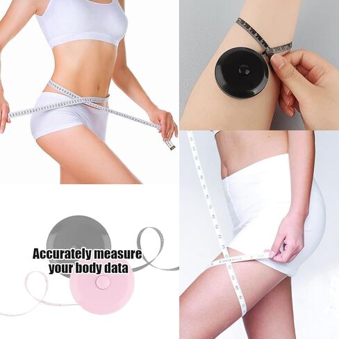 GDMINLO 4 حزمة شريط قياس شريط قياس قابل للسحب لنسيج الجسم خياطة خياط قياسات فقدان الوزن 60 بوصة وردي ناعم وأبيض وقابل للسحب شريط قياس مزدوج الجوانب باللونين الأسود والوردي in Kuwait