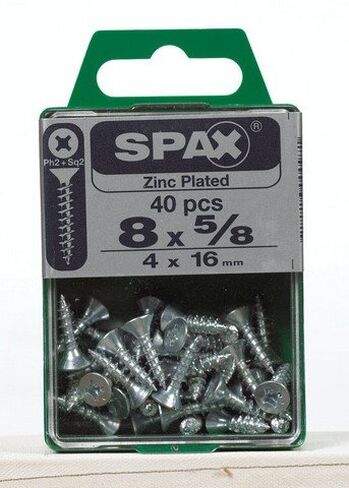 SPAX رقم 8 × 5/8 بوصة L فيليبس / برغي فولاذي مسطح برأس مسطح مطلي بالزنك متعدد الأغراض 40 لكل منهما in Saudi Arabia