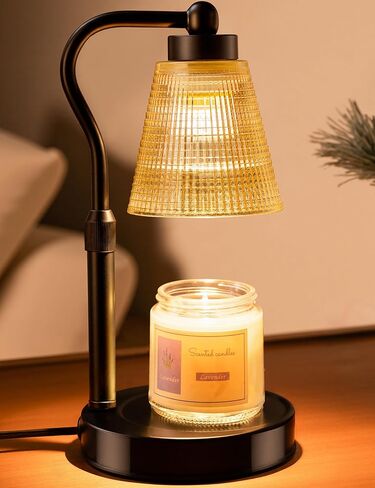 Candle Warmer Lamp for Jar Candles, Height Adjustable & Dimmable with 2/4/8H Timer, 2*50W Halogen Wax Melter Warmer for Home Office Décor, Flameless & Smokeless, Gift for Women Mom, Black-Clear/1 Pack in Saudi Arabia