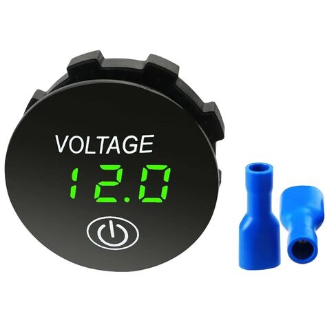1 قطعة 12 فولت - 24 فولت LED الفولتميتر الرقمي المستدير الصغير مع مفتاح تشغيل وإيقاف يعمل باللمس للسيارة/الدراجة النارية/القارب/الشاحنة مجددة (شاشة زرقاء) in Kuwait