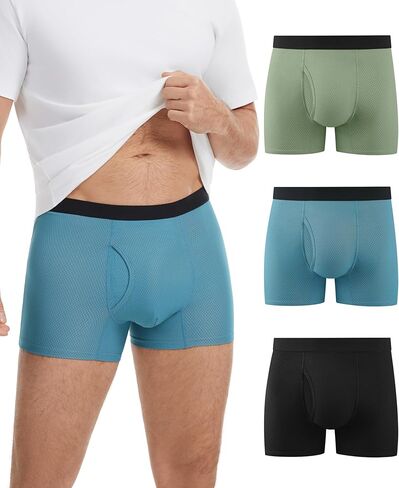 Incontinence Underwear for Men, Washable 50ML Leakproof Modal Boxer Briefs for Bladder Control with Fly, 3 Pack (Multicolor01, Large) in Saudi Arabia
