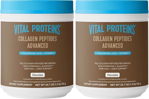 Vital Proteins Collagen Peptides Powder Advanced with Hyaluronic Acid & Vitamin C, 20oz Collagen Protein, Unflavored, 27 Servings in Kuwait