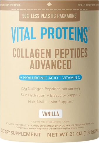 Vital Proteins Collagen Peptides Powder Advanced with Hyaluronic Acid & Vitamin C, 20oz Collagen Protein, Unflavored, 27 Servings in Kuwait