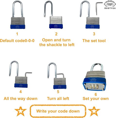 Laminated Combination Padlock, 3 Digit Combination Lock, 1-9/16"(40mm) Wide, Long Shackle Heavy Duty Padlocks for Gates, Toolbox, Case, Gym Locker, Sheds and Fences, Pack of 3 in Saudi Arabia