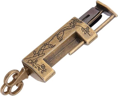 Vintage Chinese Chest Lock, Zinc Alloy Antique Lock and Key, Flower Bird Vintage Padlock, Chinese Retro Antique Padlock for Wooden Box, Furniture Cabinets, Chest, 1.6 x 0.7 x 0.4inch in Saudi Arabia