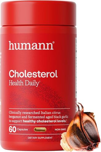 Humann Cholesterol Health Daily، مكمل دعم الكوليسترول والدهون، البرغموت الحمضي والثوم الأسود المعتق، 60 كبسولة in Kuwait