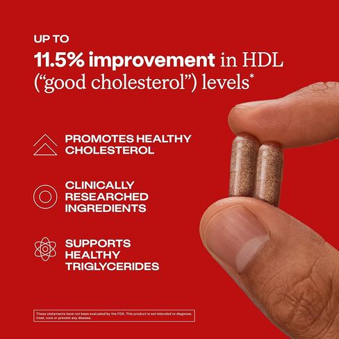 Humann Cholesterol Health Daily، مكمل دعم الكوليسترول والدهون، البرغموت الحمضي والثوم الأسود المعتق، 60 كبسولة in Kuwait