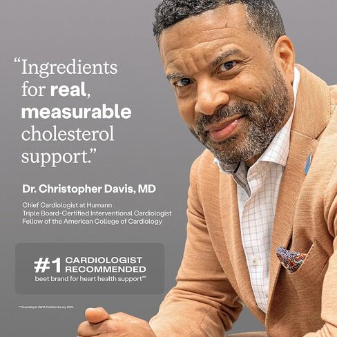 Humann Cholesterol Health Daily، مكمل دعم الكوليسترول والدهون، البرغموت الحمضي والثوم الأسود المعتق، 60 كبسولة in Kuwait