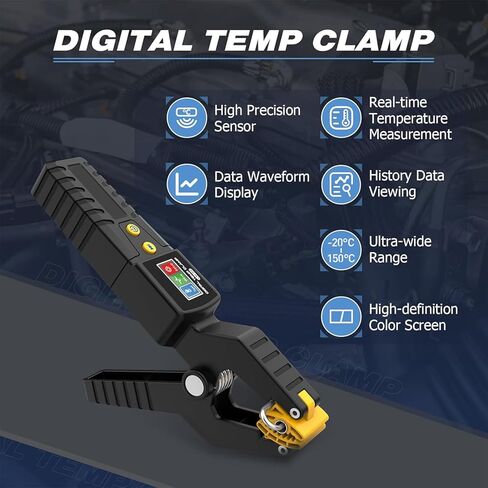 مقياس حرارة HVAC الرقمي ، LM55 HVAC Digital Temp Clamp لأنظمة التدفئة والتبريد ، مقياس حرارة HVAC مع قياس درجة الحرارة في الوقت الفعلي ، عرض الموجي للبيانات ، نطاق قياس -50 ~ 260 ℃ in Kuwait