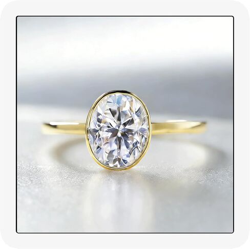 خواتم خطوبة بيضاوية الشكل للنساء 1 قيراط/2 قيراط/3 قيراط سوليتير زركونيا مكعب 14 قيراط مطلية بالذهب 925 خاتم وعد من الفضة الاسترليني لفرقة زفافها السنوية in Kuwait