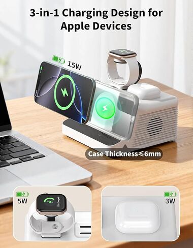 جهاز ضوضاء أبيض من MYPLUS، 10 أصوات مهدئة للنوم مع محطة شحن لاسلكية 15 وات، ضوء ليلي RGB بـ 7 ألوان، جهاز تحكم عن بعد للنوم والحضانة in Saudi Arabia