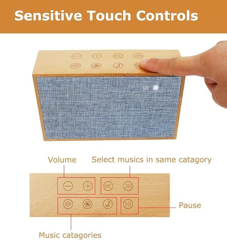 جهاز صوت النوم الخشبي الأبيض من ليكسنيك مع مكبرات صوت ستيريو مزدوجة، بطارية قابلة لإعادة الشحن 24 ساعة، 37 ضوضاء بيضاء فريدة غير متكررة وأصوات طبيعية للبالغين in Kuwait