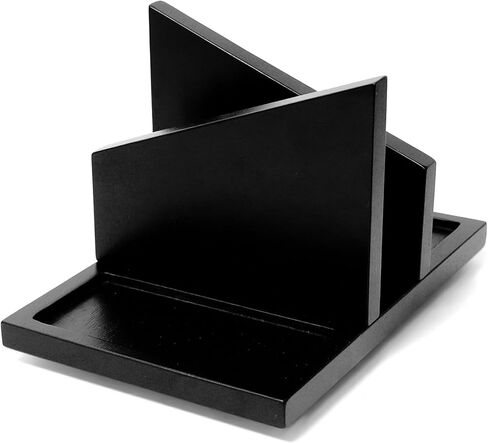 Wooden Napkin Holder Rotating Napkin Dispenser with Spice shaker Caddy Large capacity for Table, Kitchen Countertop, Dining Table Decor (black) in Saudi Arabia