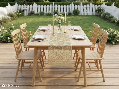 FEXIA مفرش طاولة طعام ذهبي مقاس 14 × 72 بوصة، مفرش طاولة مجوف مقاوم للحرارة، غطاء طاولة مزخرف من الفينيل مقاوم للماء وقابل للغسل لحفلات الزفاف والولائم المنزلية ومطعم المزرعة العتيق in Kuwait