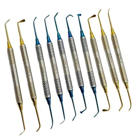10 Pack - Sinus Lift Instruments - Gold & Blue - German Stainless Steel Dentistry Curette Scalers - Autoclave-Safe in Saudi Arabia
