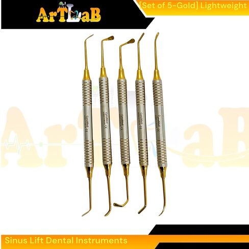 10 Pack - Sinus Lift Instruments - Gold & Blue - German Stainless Steel Dentistry Curette Scalers - Autoclave-Safe in Saudi Arabia
